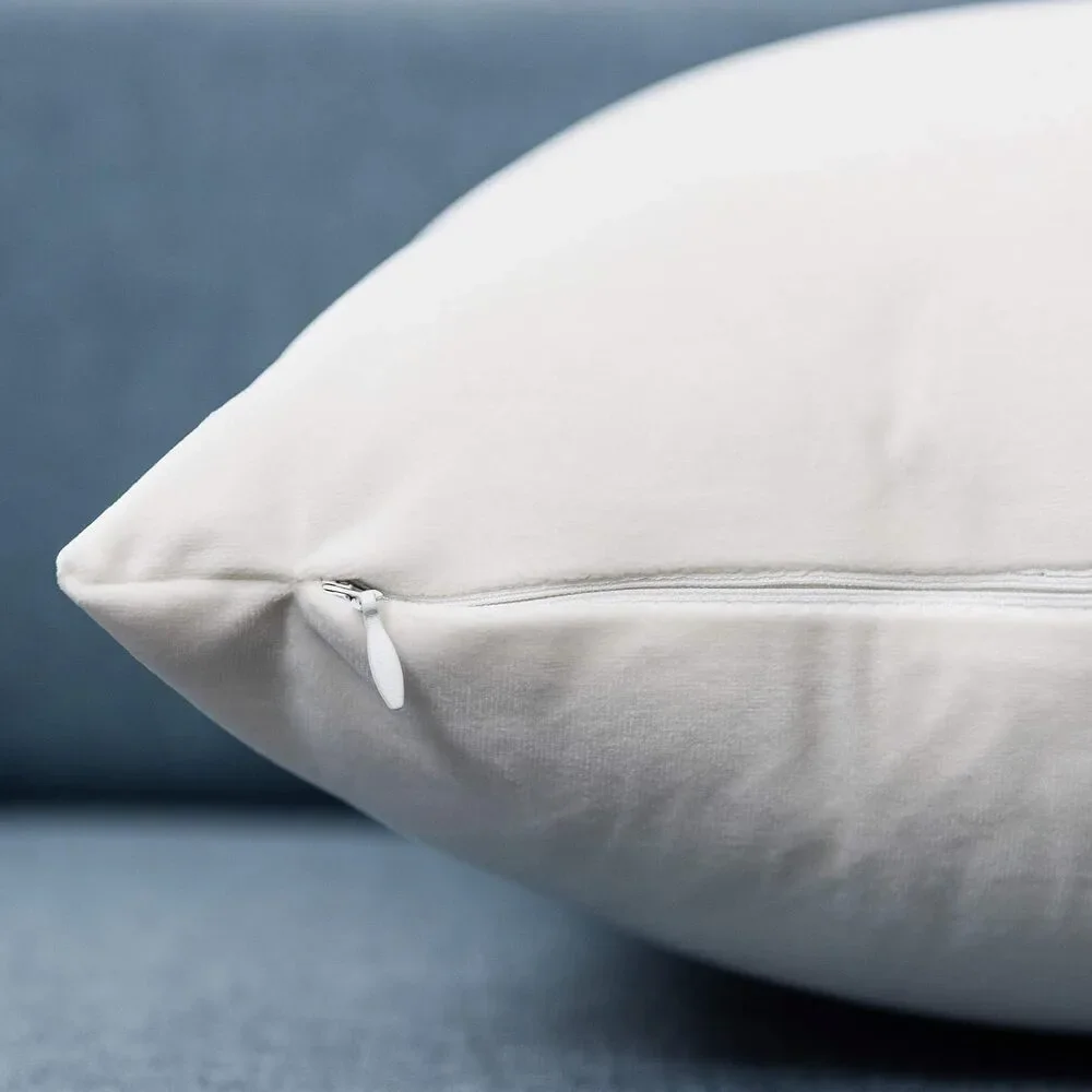 BRAND NEW ~ Set/2 Modern Farmhouse White Velvet Throw Pillow Covers ~ 26